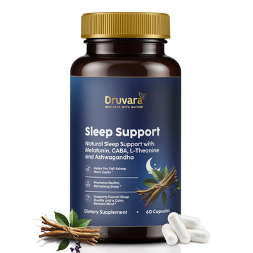 Druvara Natural Sleep Aid for Adults with Melatonin, GABA, L-Theanine & Ashwagandha, Natural Sleep Supplement for Deep, Restful Sleep - 60 Capsules Druvara Au supplements