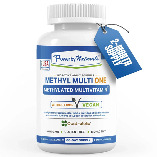 Power By Naturals Methyl Multi One - Iron-Free Methylated Multivitamin with Quatrefolic 5-MTHF, Active B12, P5P, CoQ10 & Zinc for MTHFR Support Power By NaturalsAU supplements