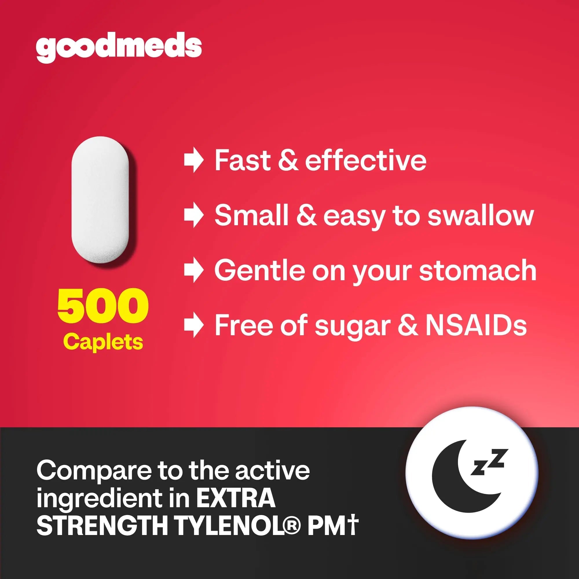 GoodMeds Compare to Tylenol PM PM Pain Reliever & Sleep Aid, Generic Acetaminophen 500mg, Fast-Acting, Extra Strength for Headaches, Migraines, Aches | Non-Habit Forming (375 Count) GoodMeds Au supplements
