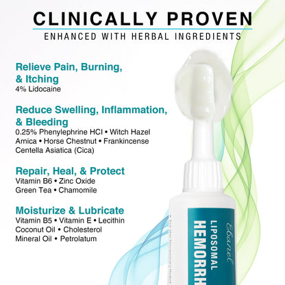 Ebanel 4% Lidocaine Hemorrhoid Treatment Ointment with Phenylephrine, Witch Hazel, Vitamin B6, Zinc Oxide, Frankincense, External and Internal Hemorrhoids Treatment Burn Itch Pain Relief Anal Cream Ebanel buy supplements Au
