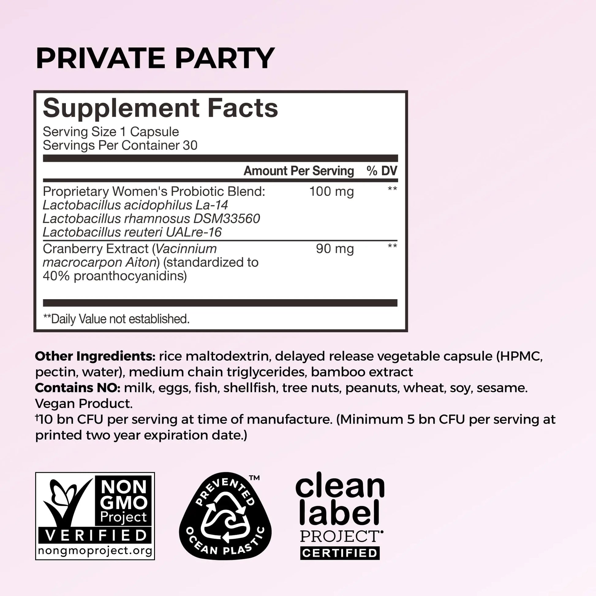 HUM Private Party Vaginal Probiotics for Women, pH Balance and Urinary Tract Support Vaginal Probiotic Supplement with Cranberry & Lactobacillus Blend, Women's Health Cranberry Pills, 30 Capsules HUM Au supplements