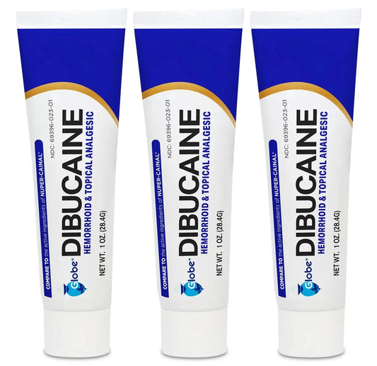 (3 Pack) Globe Dibucaine 1% Hemorrhoid Treatment Ointment - 1 Oz Rapid Numbing Relief, Hemorrhoid Treatment from Itch and Burn GlobeAu supplements