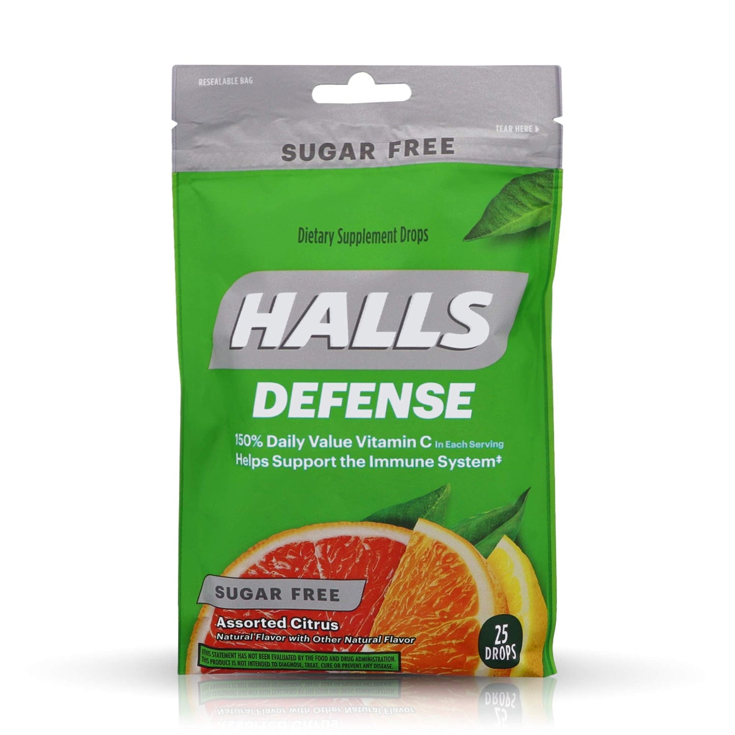 Halls Defense Vitamin C Drops Sugar Free Assorted Citrus - 25 ct, Pack of 4 HALLS buy supplements Au