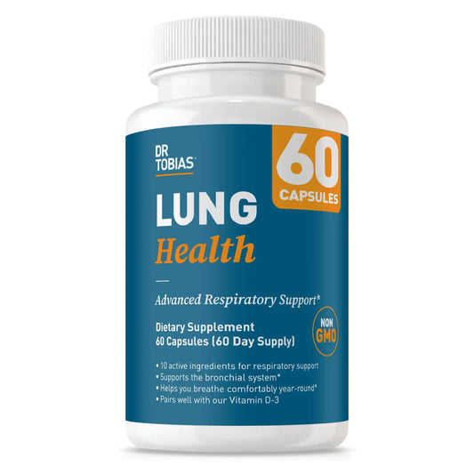 Dr. Tobias Lung Health - Lung Support Supplement with Vitamin C, Butterbur, Quercetin & Bromelain | Lung Cleanse & Detox Formula for Bronchial & Respiratory System Non-GMO (60 Capsules, 60 Servings) Dr. TobiasAU supplements