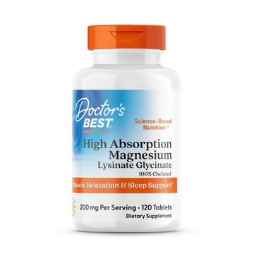 Doctor's Best High Absorption Magnesium Glycinate Lysinate Supplement for Sleep Support - Chelated Magnesium Tablets for Women & Men, 200mg per Serving, Supports Calm & Relaxation, Vegan - 120 Count Doctor's BEST Au supplements