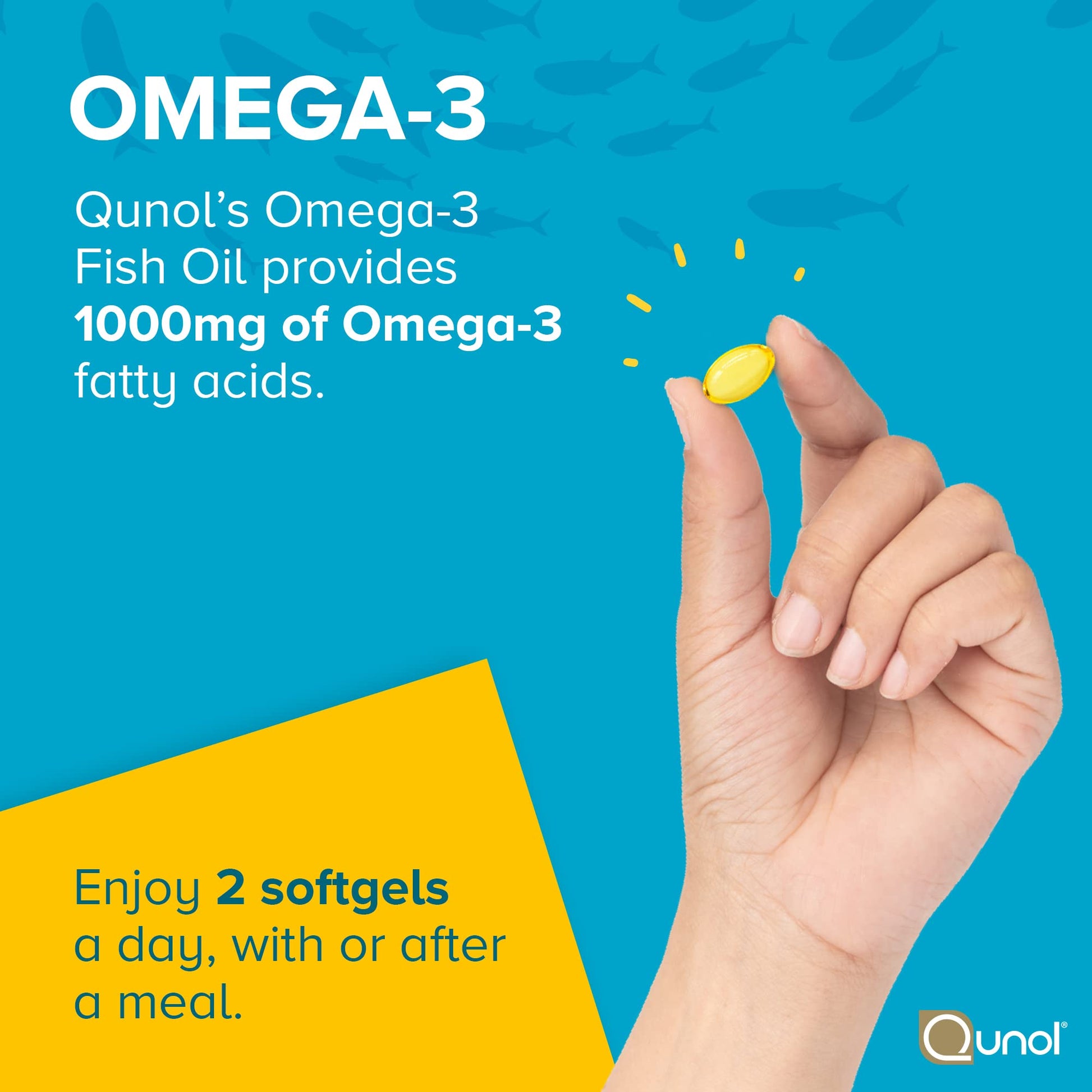 Qunol Fish Oil Omega 3 Mini Softgels, 1000mg Omega 3 EPA + DHA, Ultra Pure Supplements, Heart Health Support, Lemon Flavor, Easy to Swallow Minis, 3 Month Supply, 180 Count Qunol Au supplements