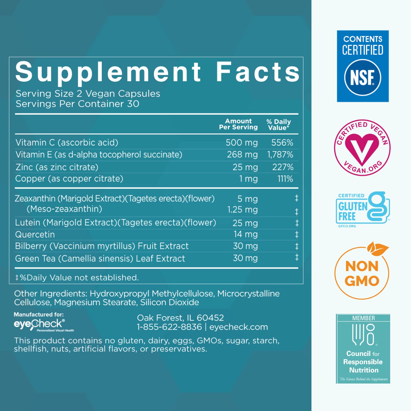 Natural Eye Health Vitamins with Bilberry Zeaxanthin Lutein - Macular Supp Eyecheck Au supplements