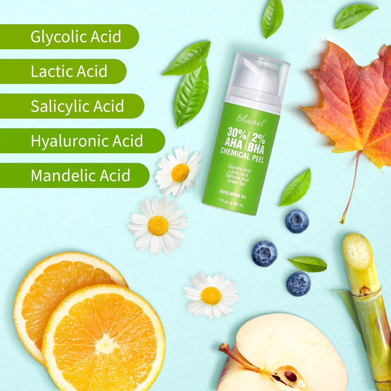 Ebanel Bundle of 30% AHA 2% BHA Chemical Peel and 10 Pack Collagen Face Mask Ebanel buy supplements Au