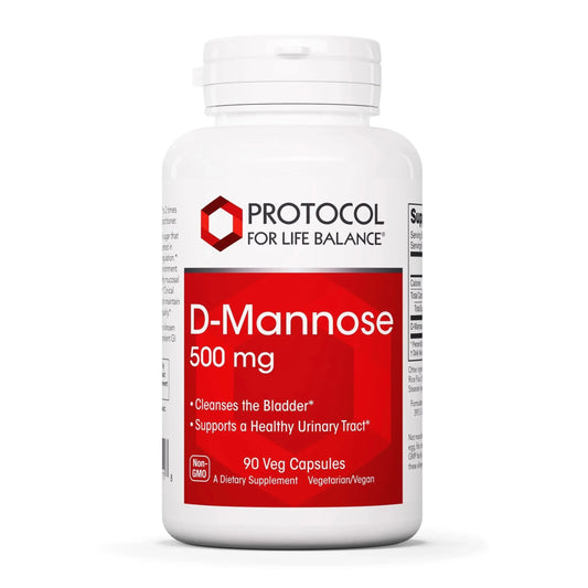 Protocol for Life Balance D-Mannose - 500mg - Bladder Cleanse - Support Healthy Urinary Tract* - For Men & Women - Kosher & Non-GMO - 90 Veg Capsules PROTOCOL FOR LIFE BALANCEAU supplements