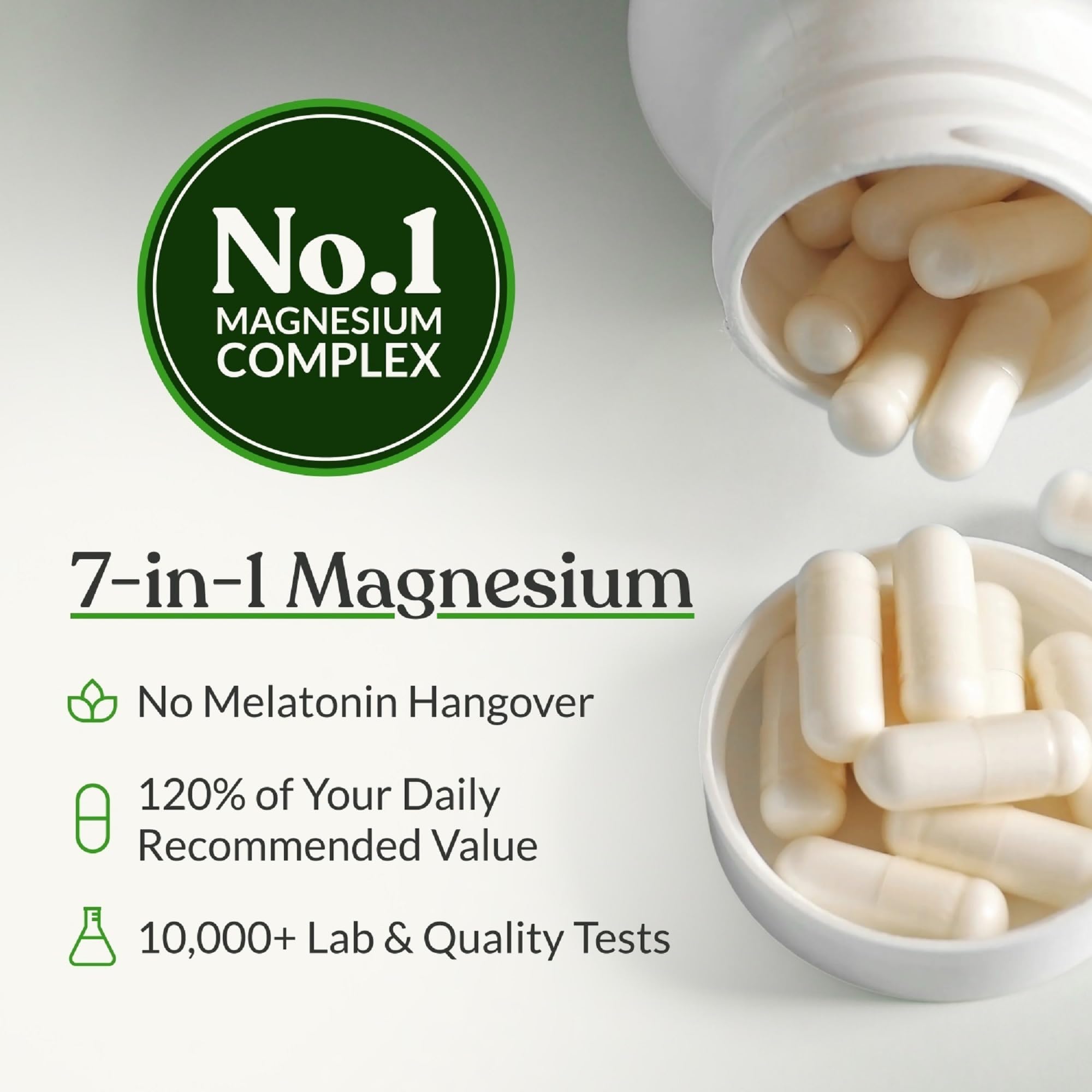 BIOptimizers Magnesium Breakthrough Supplement with 500mg - 7 Forms of Magnesium: Glycinate, Malate, Citrate, and More - Natural Support for Sleep and Cognitive Function -90 Capsules- Calming Vitamins BIOptimizers Au supplements