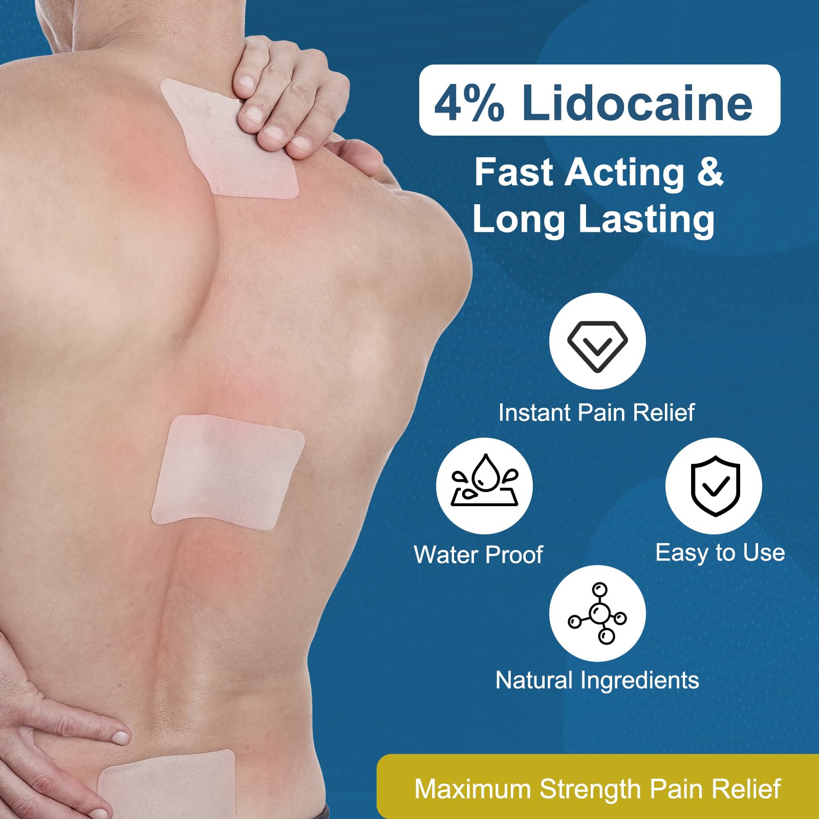 Teemofe 4% Lidocaine Pain Relief Patches – Maximum OTC Strength, Fast-Acting Targeted Relief, for Muscle & Joint Discomfort, 30 Count-10 Teemofe Au supplements
