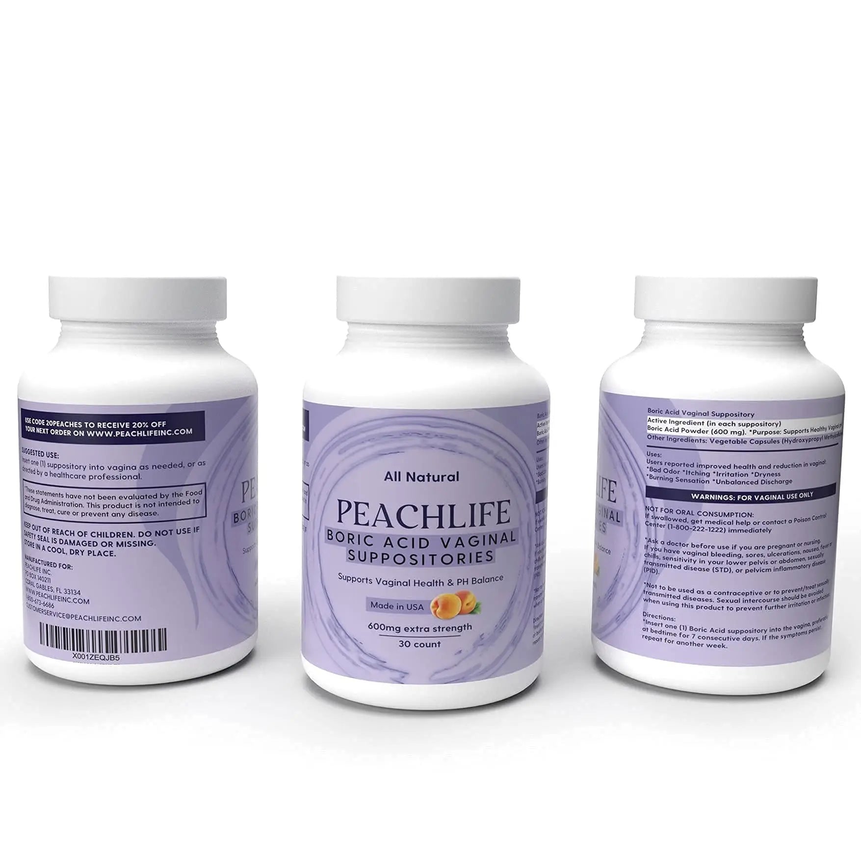Peachlife Boric Acid Suppositories and Small Soft Menstrual Cup with Ring Pull Peachlife Au supplements