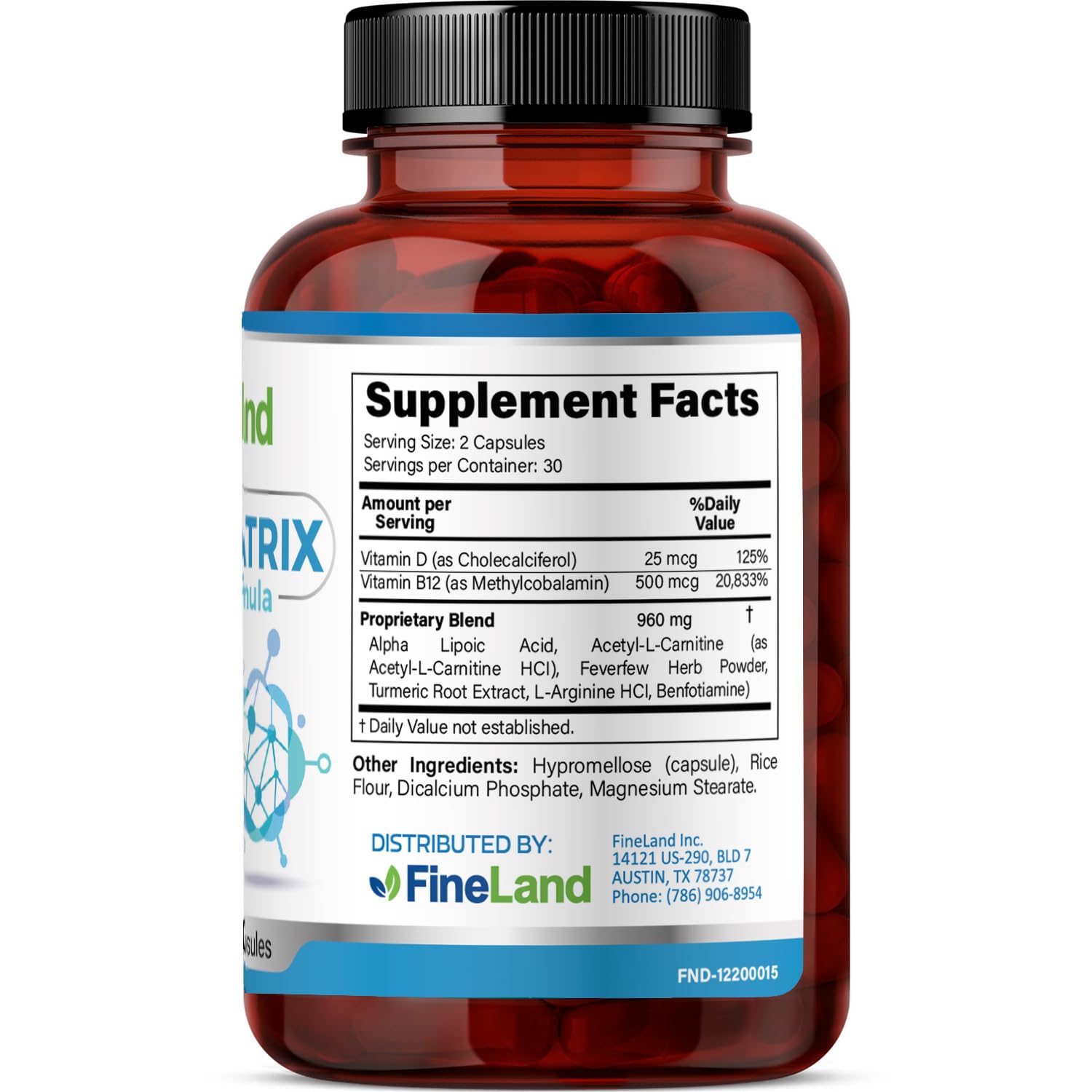 FineLand NEUROMATRIX Complex Formula, Advanced Cognitive and Nerve Support Supplement, High Potency Vitamin B12, Alpha Lipoic Acid and Acetyl-L-Carnitine, 60 Capsules FineLand Au supplements