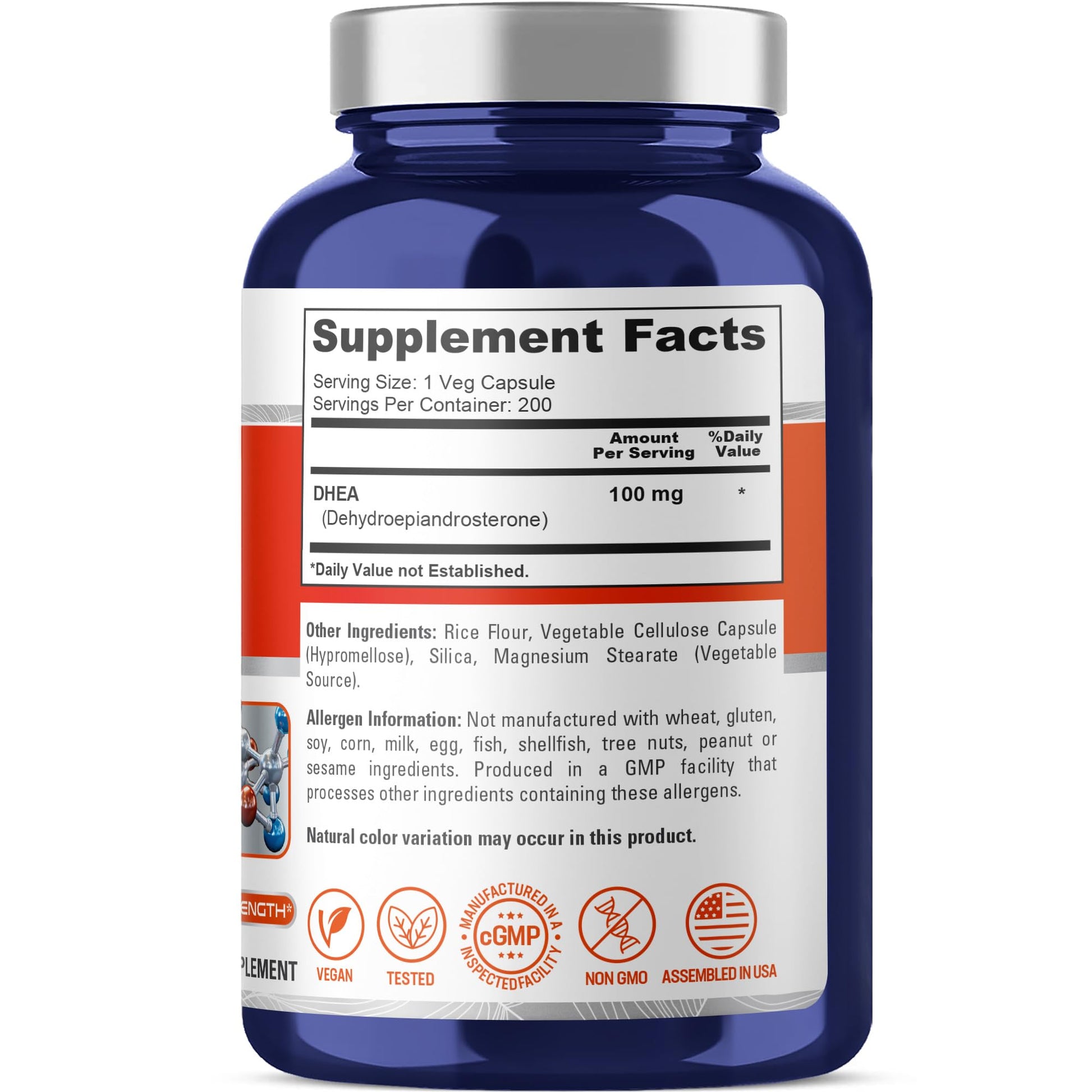 NusaPure DHEA 100mg 200 Veggie Capsules (Vegetarian, Non-GMO) NusaPure Au supplements
