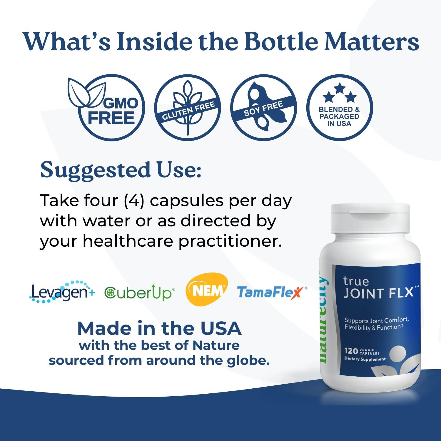 NatureCity True-Joint FLX Joint Supplement Formula (120 Capsules) | TamaFlex, NEM Eggshell Membrane, Levagen+ PEA & CuberUp | Supports Joint Comfort, Flexibility, Mobility, Function & Cartilage Health NatureCity Au supplements