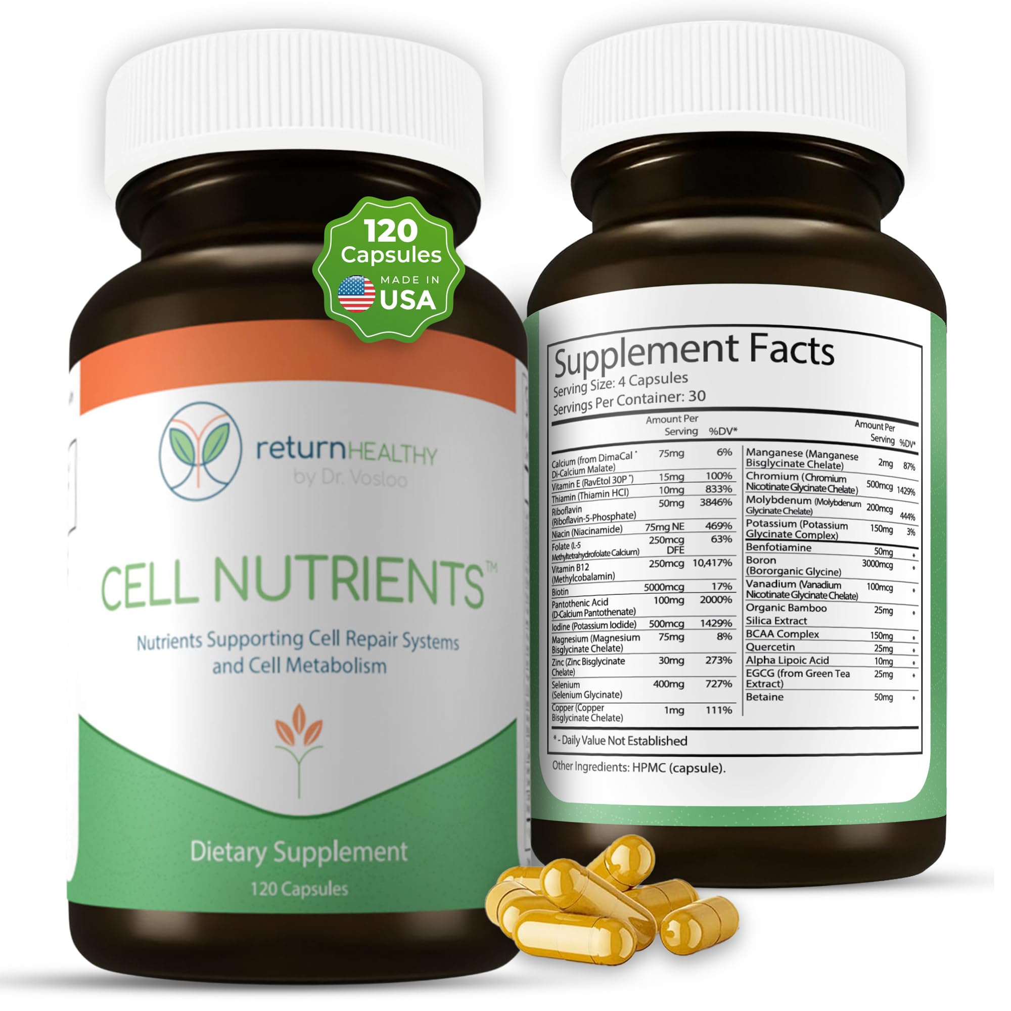 Return Healthy Cell Nutrients | Promotes Cell and Membrane Repair & Cell Metabolism | Helps Fight Tick-Borne Infections & More | Mitochondrial Supplements | Non-GMO, Vegan, 120 caps Return Healthy Au supplements
