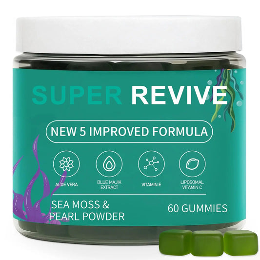 caicieter Super Revive Gummies for Hair Loss - Sea Moss Gummies with Vitamin C, E, Aloe Vera & Pearl Powder Glow, Promotes Thicker, Fuller & Stronger Hair - 60 Count caicieterAU supplements