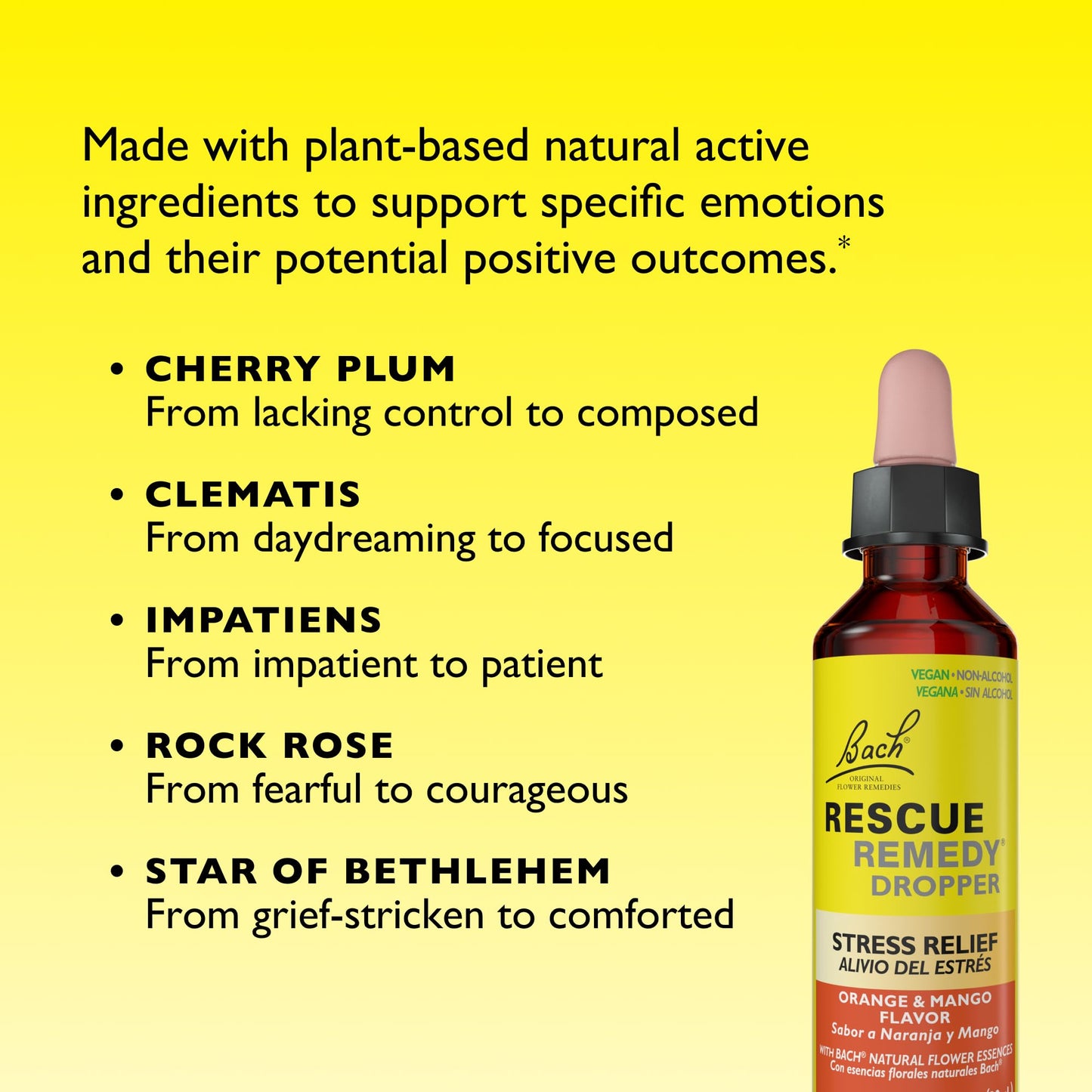 Bach RESCUE Remedy, Orange Mango Flavor, Stress Relief, Homeopathic, Flower Essences, 20mL RESCUE buy supplements Au