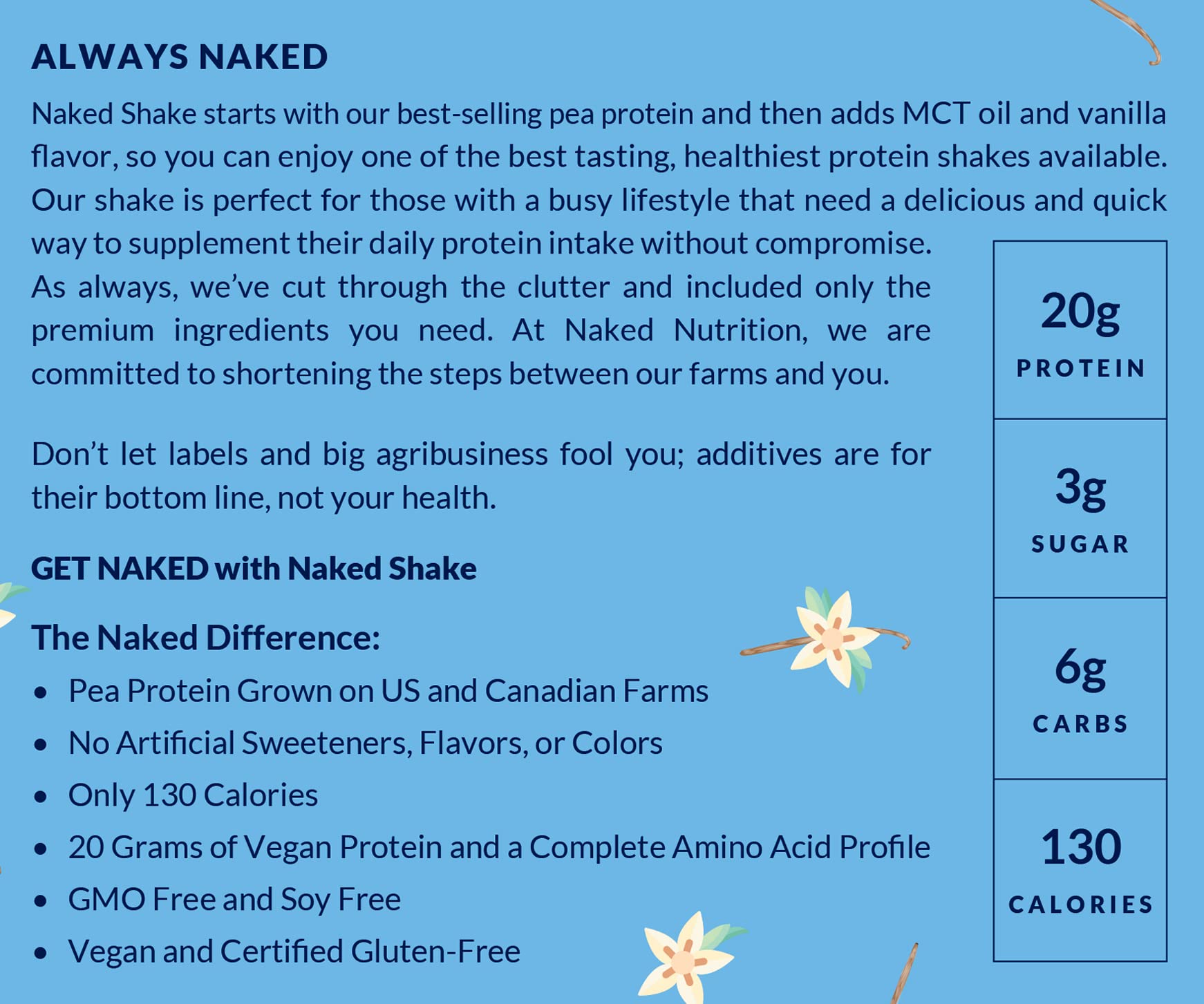 NAKED nutrition Naked Shake - Vanilla Protein Powder - Plant Based Protein Shake NAKED Au supplements
