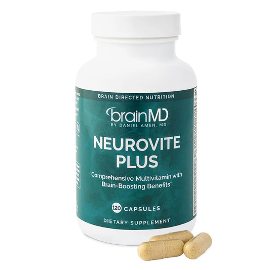 BRAINMD Dr Amen NeuroVite Plus - 120 Capsules - Multivitamin & Mineral Supplement, Enhanced with Phytonutrients, Enzymes & Whole Foods - Gluten Free - 30 Servings BRAINMDAU supplements
