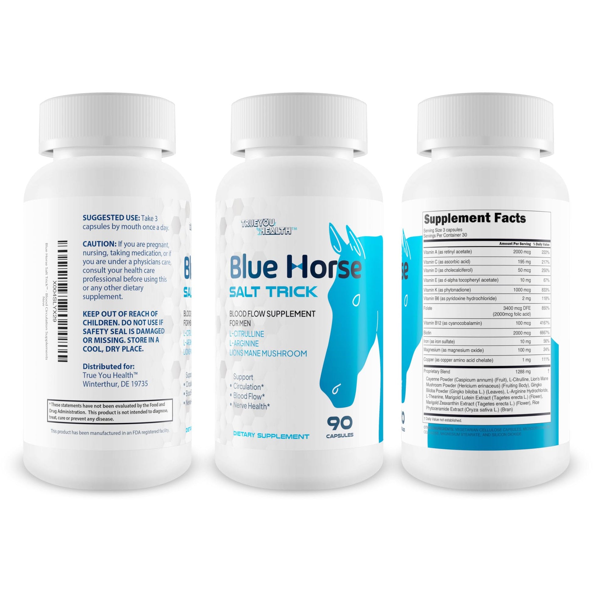 Blue Horse Salt Trick - Our Best Blood Flow Supplement for Men - Our Best Circulation Supplement - Male Circulation Supplements Nitric Oxide Vasodilator to Improve Blood Flow 7 Blue Salt Trick for Men True You Health Au supplements