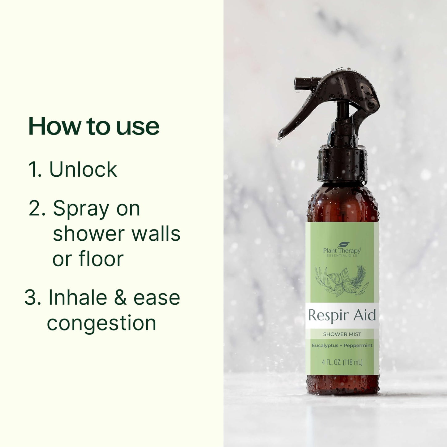 Plant Therapy Respir Aid Shower Mist 4 oz Refreshing & Crisp Aroma, Great to Help Clear Congestion Plant TherapyUS supplements