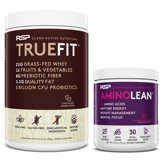 RSP NUTRITION TrueFit Protein Powder (Chocolate 2 LB) with AminoLean Pre Workout RSP NUTRITIONUS supplements