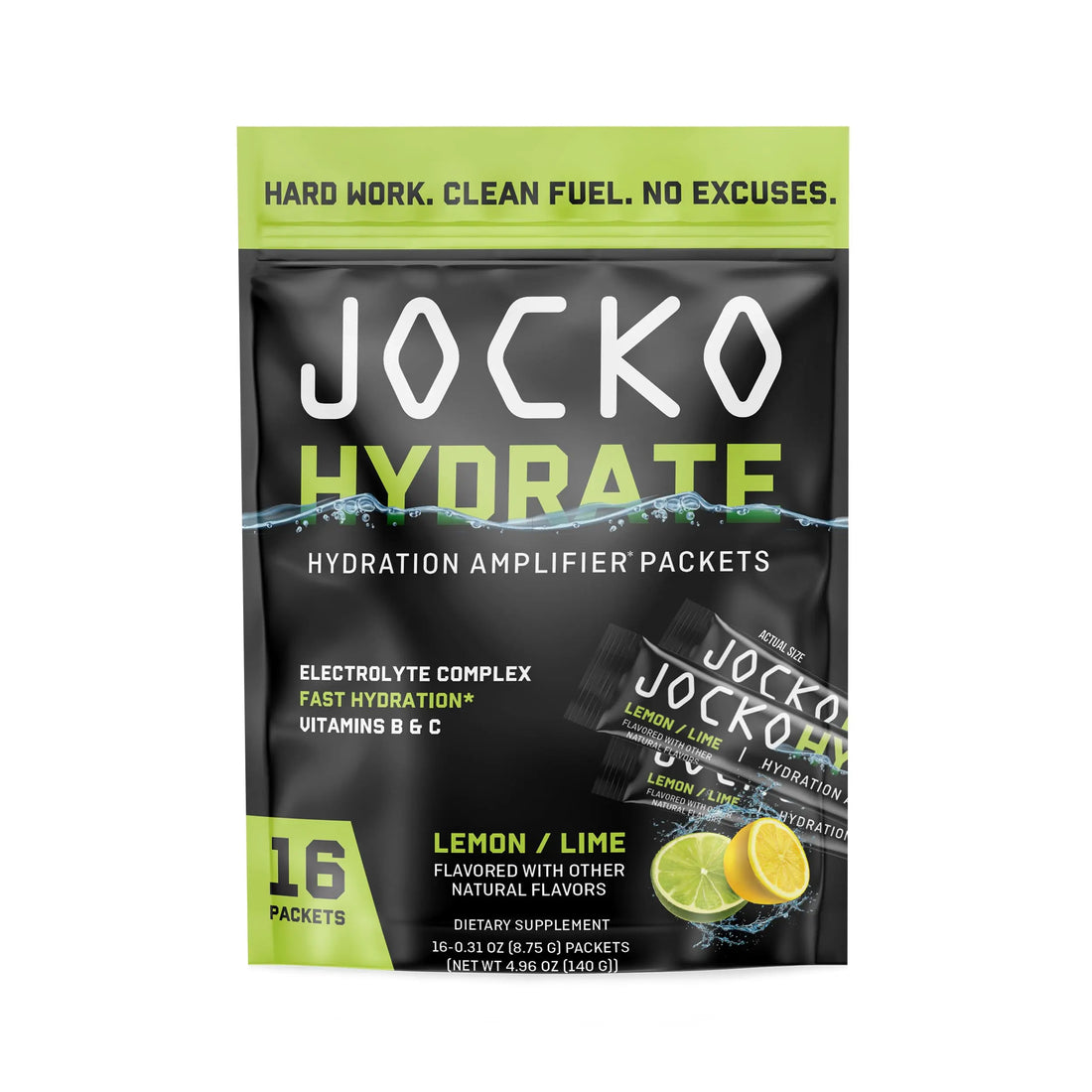 Jocko Fuel Packets Low Sugar - Hydration Amplifier Packets for Recovery, Dehydration, & Exercise - with Vitamins B6, B12 & C (16 Packets) Lemon Lime Jocko Fuel uk supplements