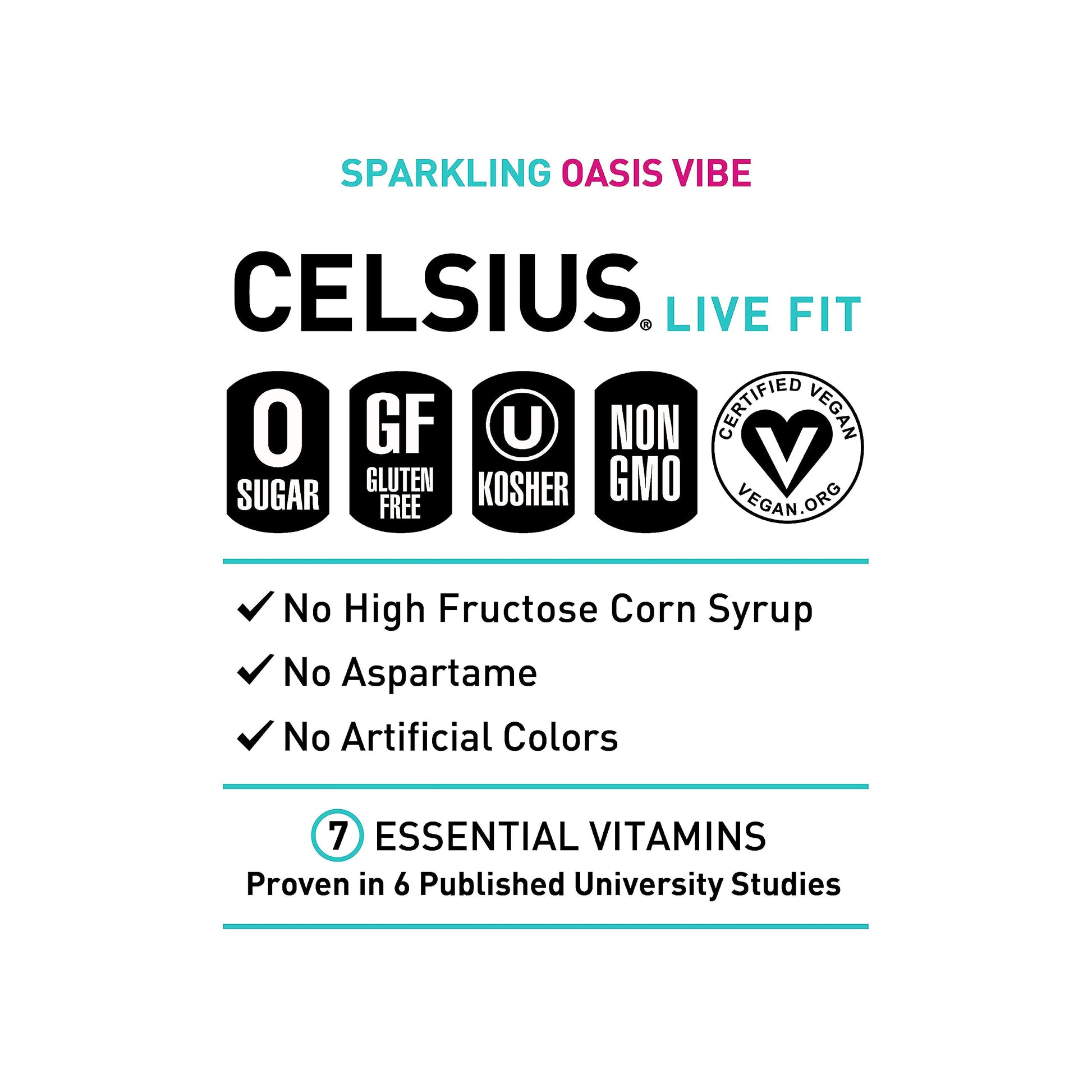 CELSIUS Sparkling Oasis Vibe, Functional Essential Energy Drink, 12 Fl Oz (Pack of 12) CELSIUS Au supplements