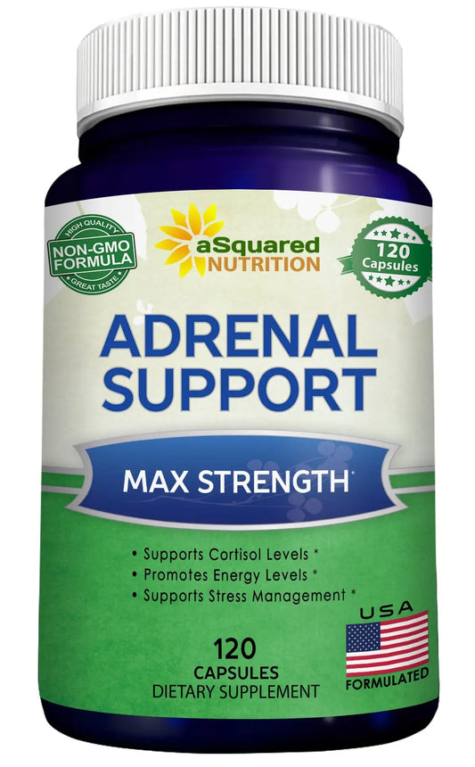 aSquared Nutrition Adrenal Support & Cortisol Manager Supplement (120 Capsules)-Adrenal Health w/Vitamin C Complex Pills to Support Fatigue & Stress Relief-Ashwagandha, L-Tyrosine, Rhodiola & Ginseng aSquared NutritionAU supplements