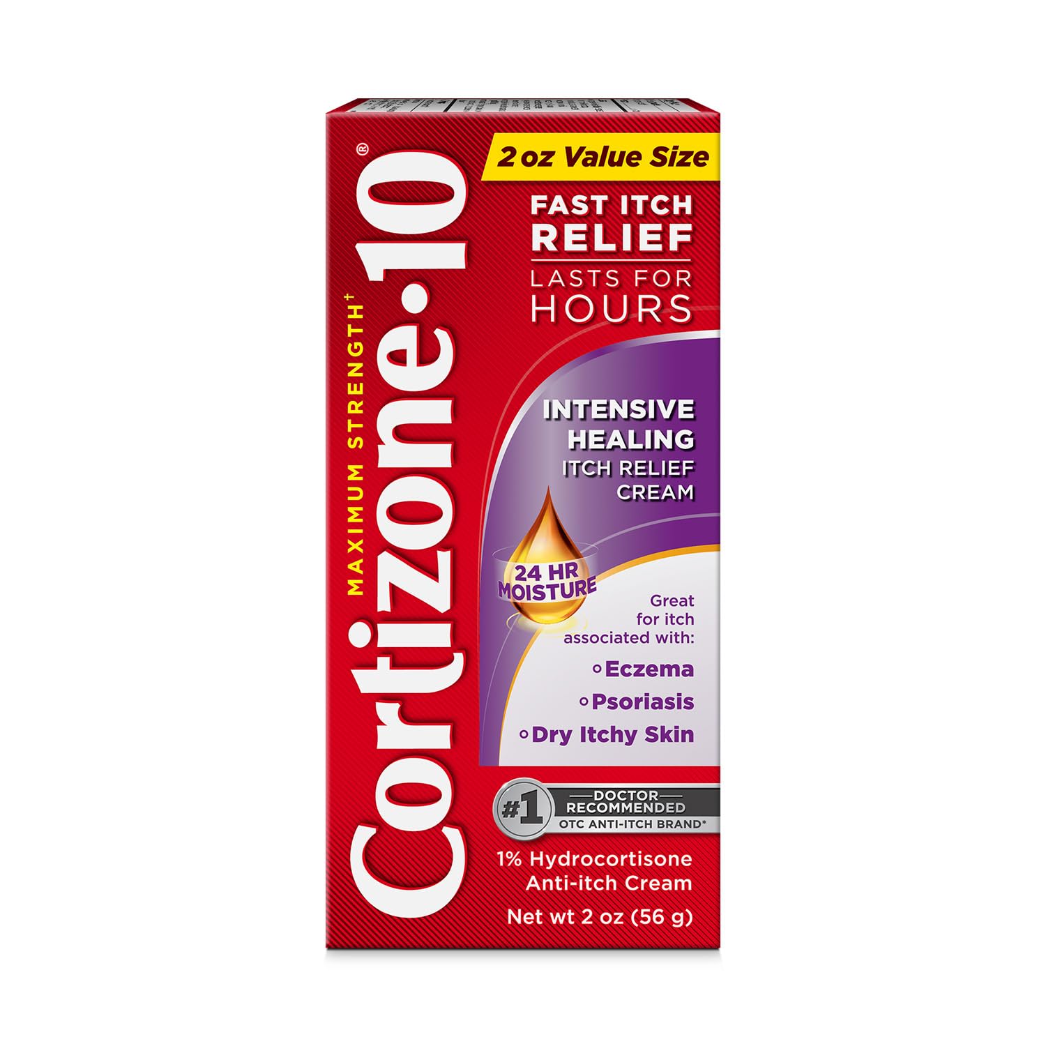 Cortizone-10 Maximum Strength Intensive Healing Itch Relief Cream, 1% Hydrocortisone, Fast-Acting, Anti-Itch Cream for Bug Bites, Rash, Eczema, Psoriasis, Poison Ivy, Oak, Sumac & More, 2 oz Cortizone 10 Au supplements
