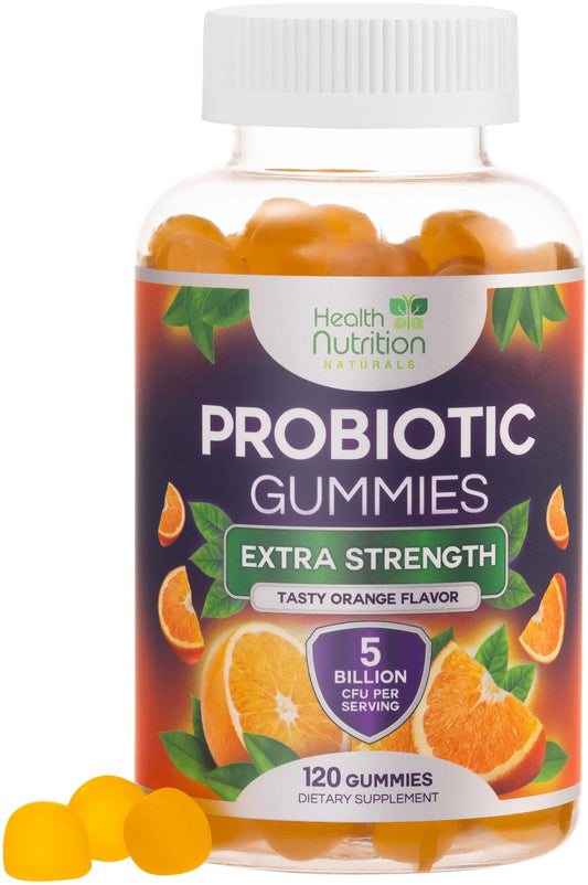 Probiotic Gummies - Advanced Multi-Strain Probiotic Formula - Gut & Digestive Health Support Gummy - Bacillus Coagulans 5 Billion CFU Per Serving, Daily Acidophilus Probiotics Supplement - 120 Gummies Health Nutrition NaturalsUS supplements