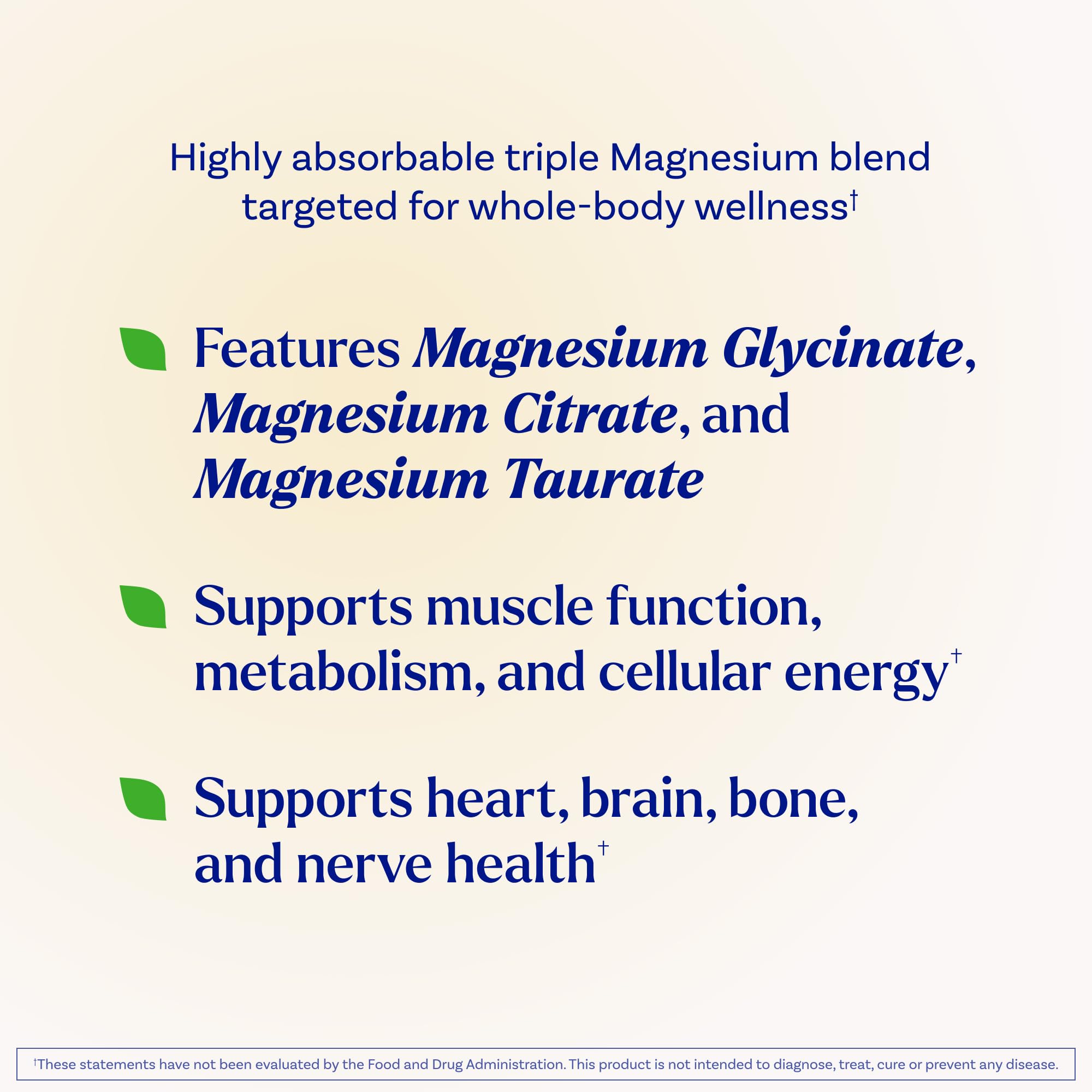 Natrol Triple Magnesium Complex Supplement, Glycinate, Citrate & Taurate 200mg High Absorption, Support Whole Body Wellness, 60 Capsules Natrol Au supplements