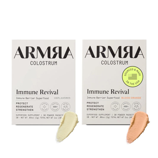 ARMRA Colostrum™ Premium Powder, Grass Fed, Gut Health Bloating Immunity Skin & Hair, Contains 400+ Bioactive Nutrients, Keto, Gluten & Fat Free (Unflavored, Blood Orange Bundle | 60 Servings) ARMRAAU supplements