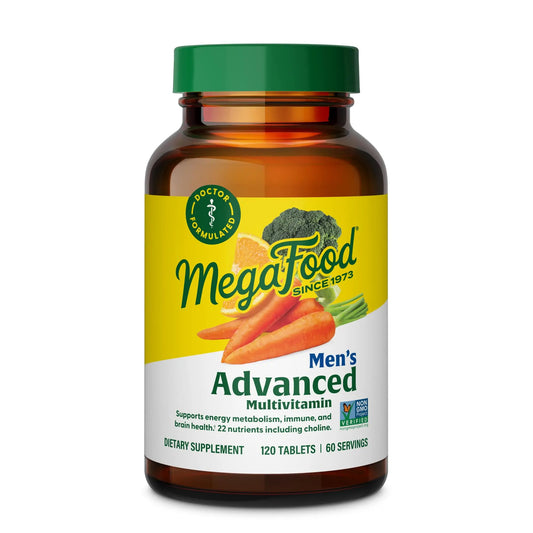 MegaFood Men's Advanced Multivitamin for Men - Doctor -Formulated - Choline, Vitamin B12, Vitamin D, Vitamin C & Zinc - Brain Health & Immune Support - Non-GMO - Vegetarian - 120 Tabs (60 Servings) MegaFoodAU supplements
