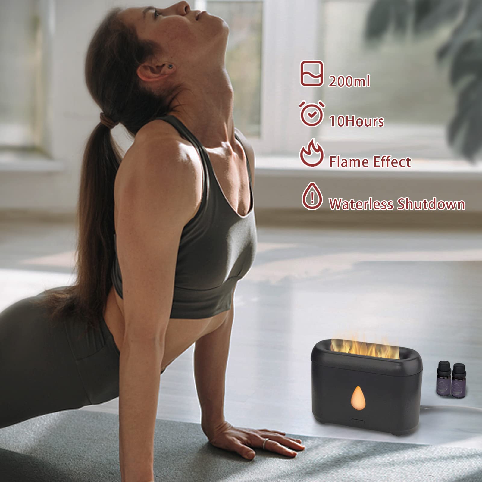 Flame Diffuser for Essential Oils (Black) Phimuezl Au supplements