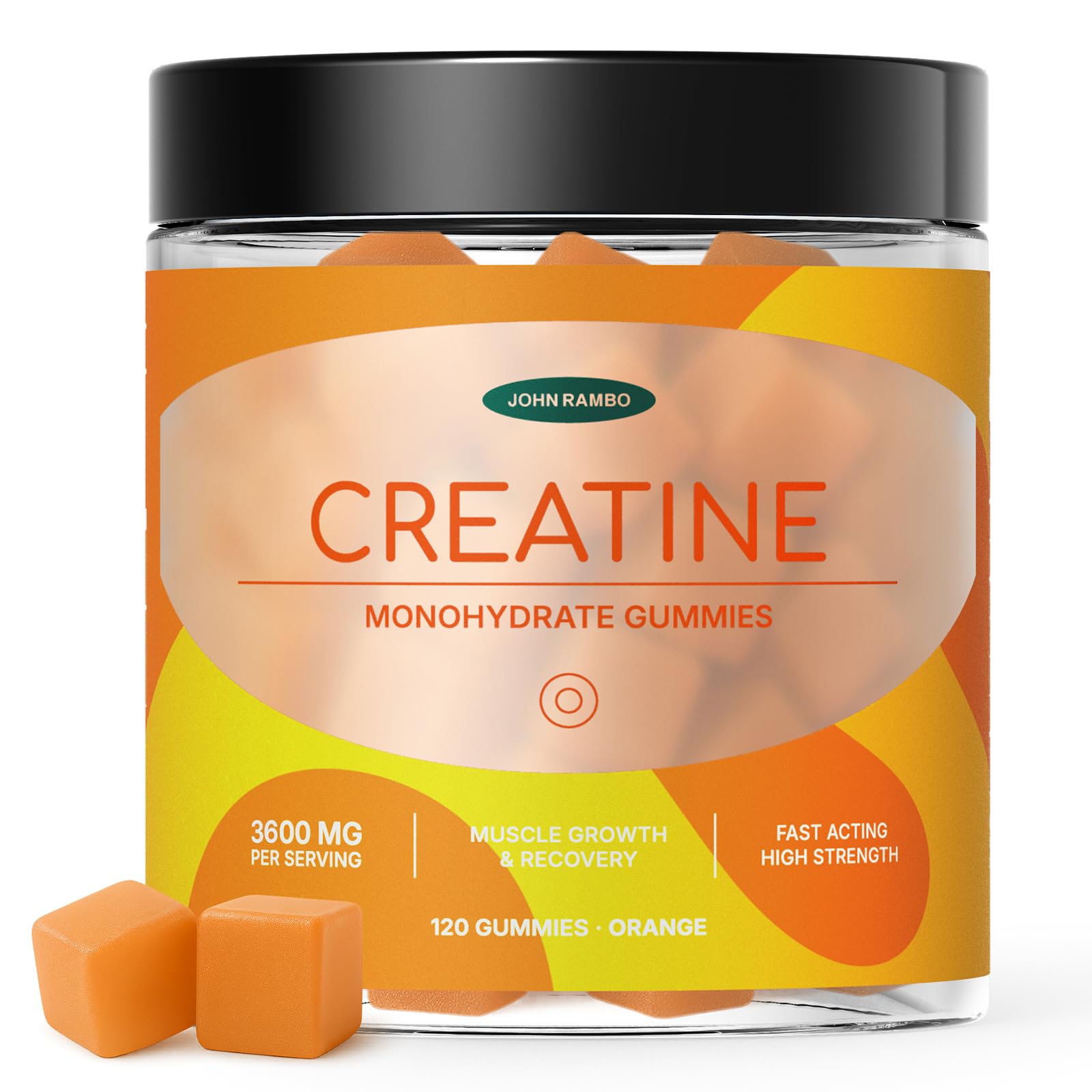 JOHN RAMBO Creatine Monohydrate Gummies – 3600mg Real Creatine Per Serving – Transparent Label, Refreshing Orange Flavor, Lab-Tested Muscle & Strength Supplement JOHN RAMBO Au supplements