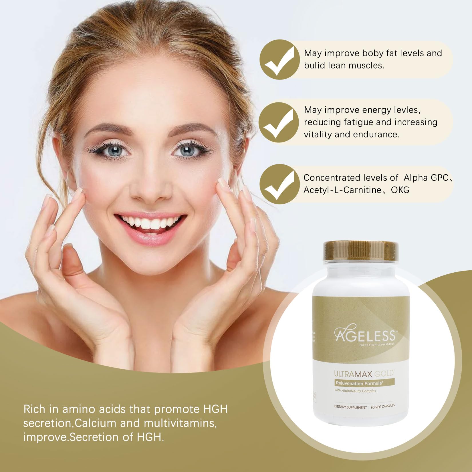 AGELESS™: UltraMAX Gold™ Capsules, HGH Anti-Aging Supplement for Women, Slows Ageless Foundation Laboratories Au supplements