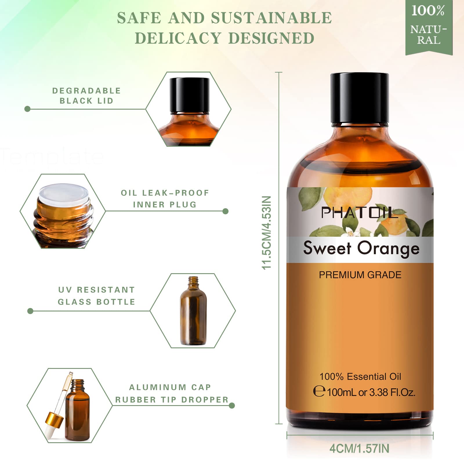 PHATOIL Sweet Orange Essential Oil 100ML, Pure Premium Grade Sweet Orange Essential PHATOIL Au supplements