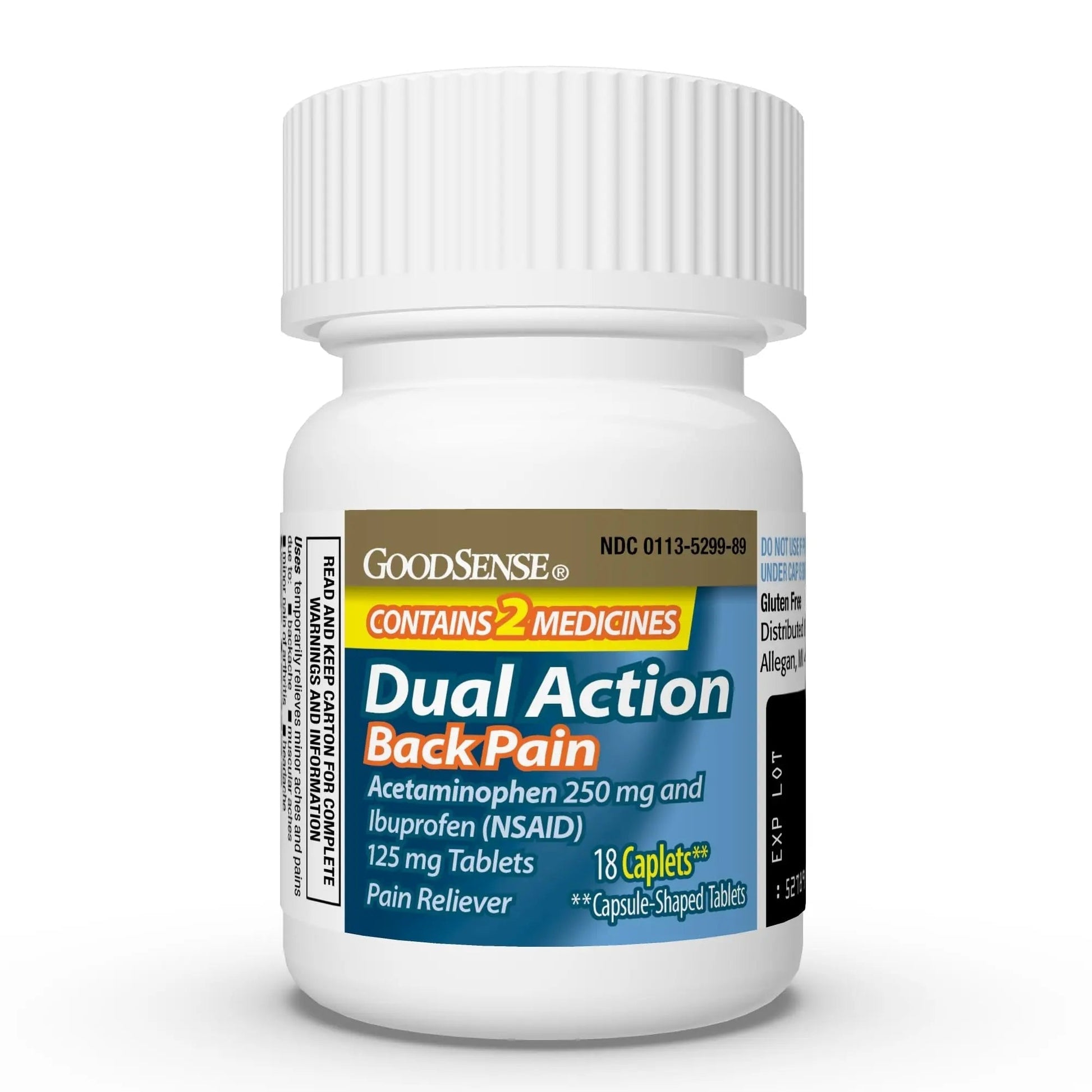 GoodSense Dual Action Acetaminophen and Ibuprofen (NSAID) Tablets, 250 mg/125 mg, Back Pain, 18 Count GoodSense Au supplements