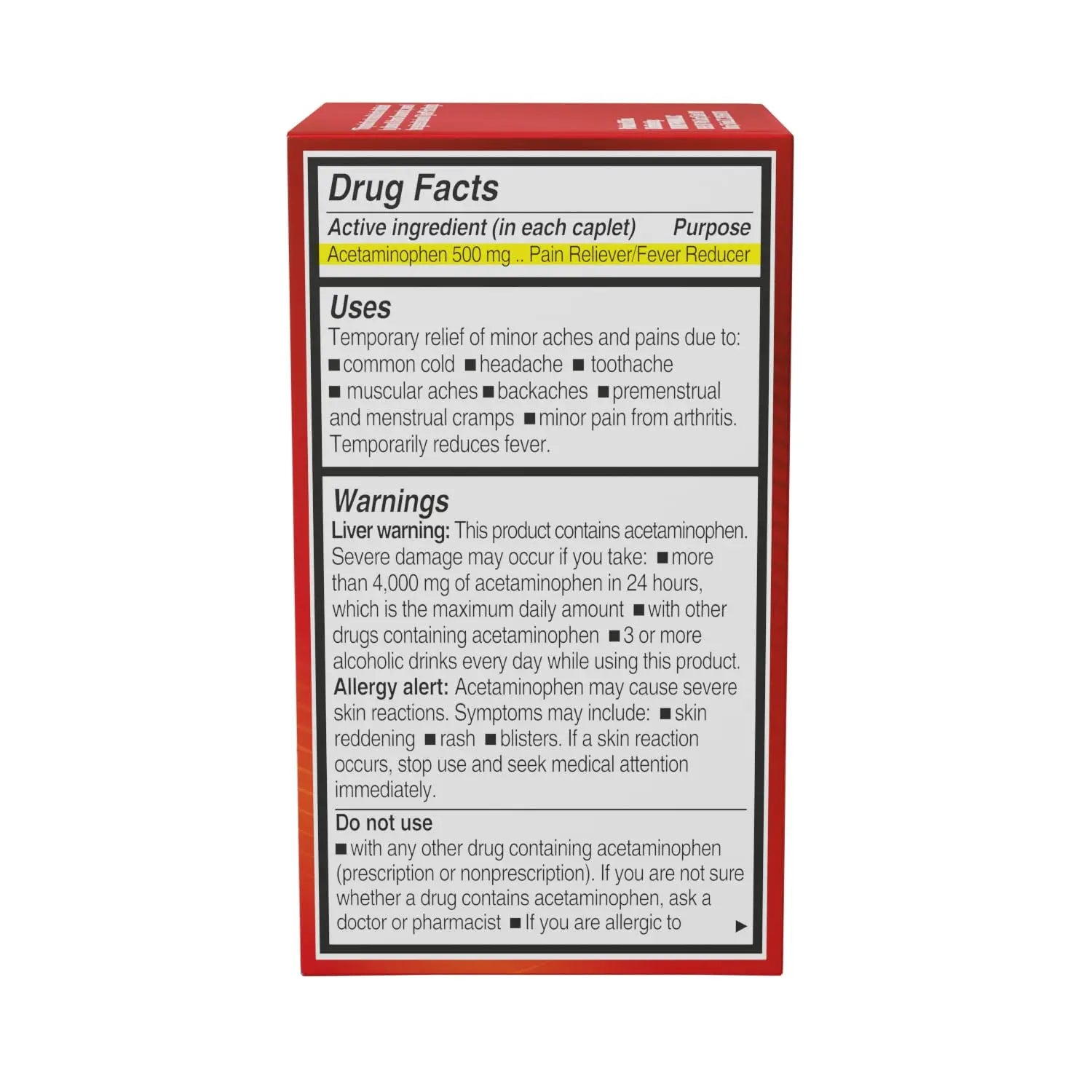 NOTTS Extra Strength 500 mg Caplets with Acetaminophen, Pain Reliever and Fever Reducer for Headache, Backache and Toothache, 100 Count NOTTS Au supplements