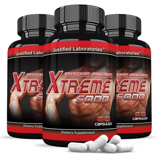 (3 Pack) Nitric Oxide Xtreme 5000 Advanced Men's Heath Formula 60 Capsules Justified LaboratoriesUS supplements