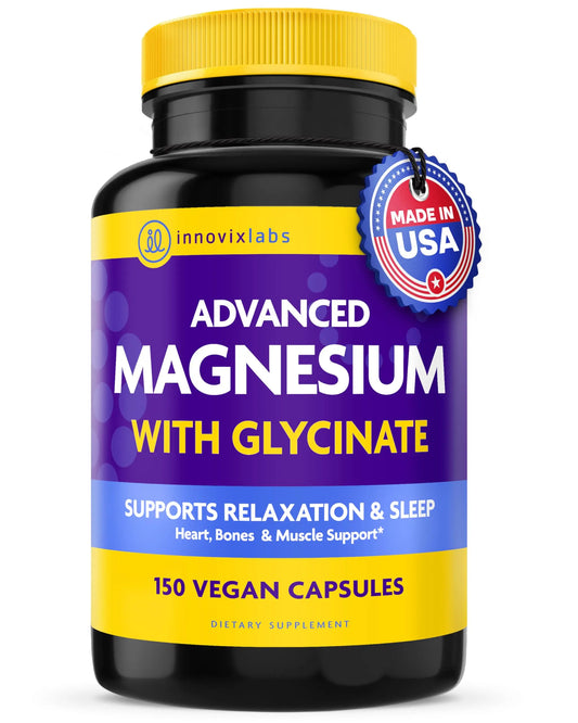 InnovixLabs Advanced Magnesium Capsules - 150 Ct, 210 mg - Chelated Glycinate and Malate - High Absorption, Promotes Relaxation, Bones, Muscle Health, Vegan Malate Sleep Supplement InnovixLabsAu supplements