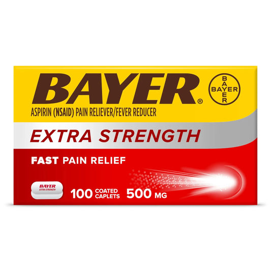 Bayer Aspirin Extra Strength, Aspirin 500mg, Pain Relief Pills, Fever Reducer and Headache Relief for Adults, 100 ct BayerAU supplements