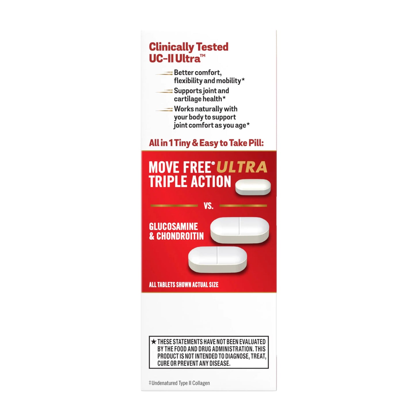 Move Free Ultra Triple Action Joint Support Supplement - Type II Collagen Boron & Hyaluronic Acid - Supports Joint Comfort, Cartiliage & Bones in 1 Tiny Pill Per Day, 30 Tablets (30 servings)* Move FreeAU supplements