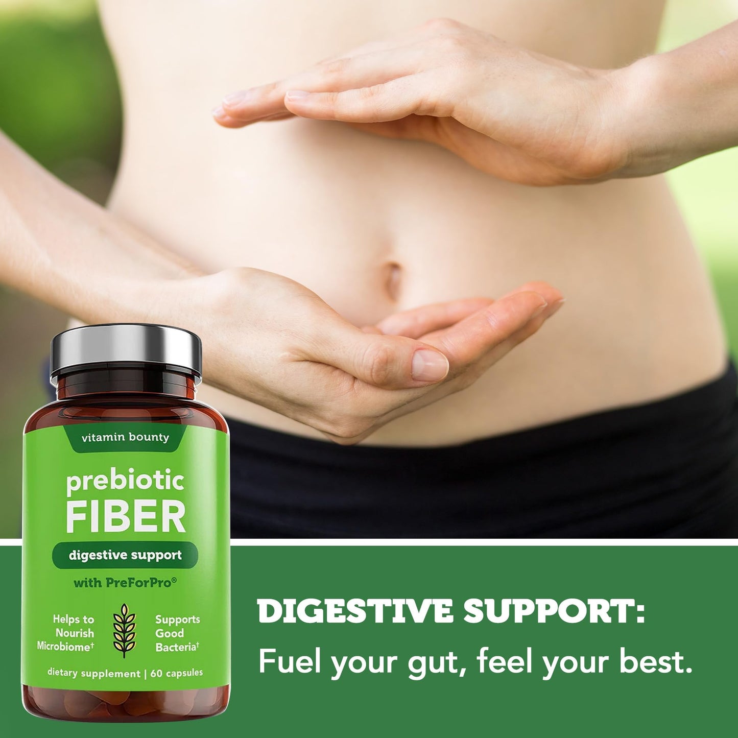 Vitamin Bounty Prebiotic Capsules - PreforPro® Prebiotics Supplement for Women & Men Digestive Health & Advanced Gut Health – No Fiber, No Bloating Vitamin BountyUS supplements