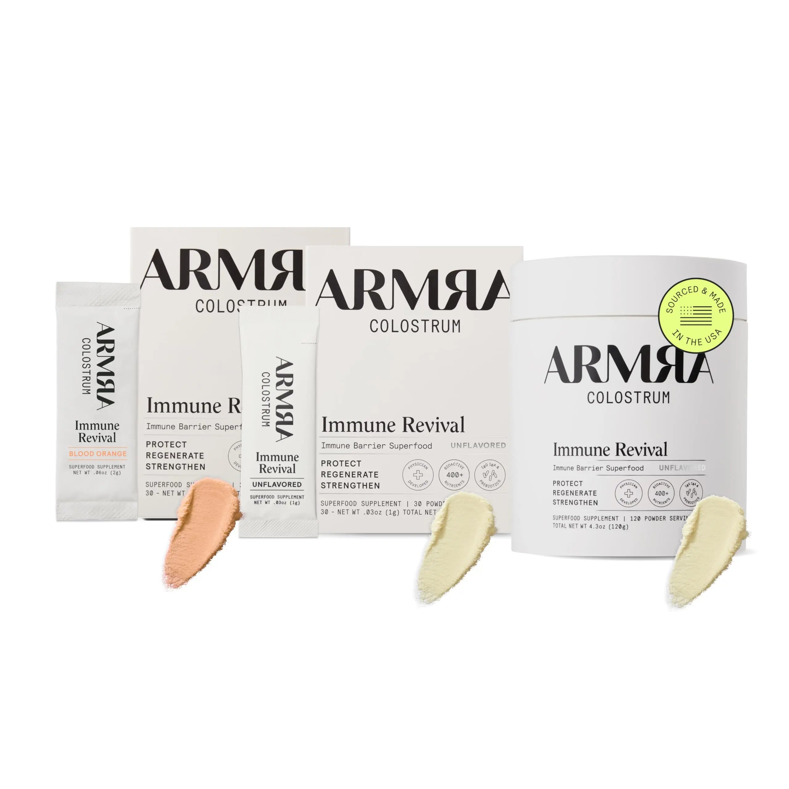 ARMRA Colostrum™ Premium Powder, Grass Fed, Gut Health Bloating Immunity Skin & Hair, Contains 400+ Bioactive Nutrients, Keto, Gluten & Fat Free (Blood Orange, Unflavored Bundle | 180 Servings) ARMRA Au supplements