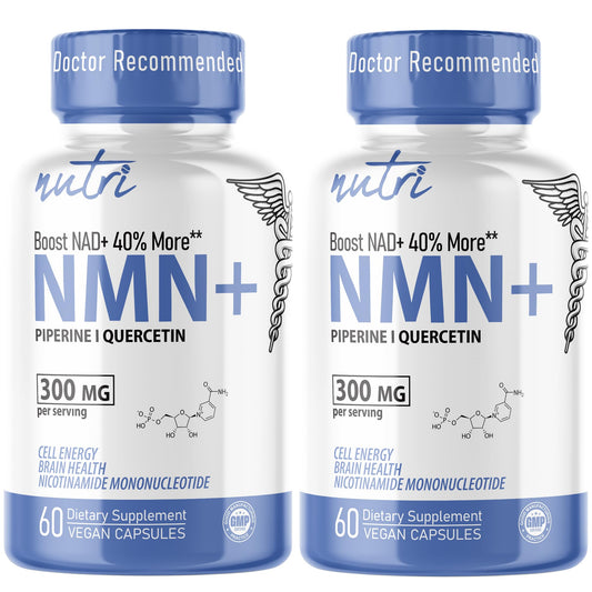 NMN Supplement 300mg NAD Supplement - (2 Pack) Nutri Ultra High Absorption Stabilized NMN Nicotinamide Mononucleotide, 40% More NAD+ w/ Quercetin Phytosome & Black Pepper - mnm supplement 120 Capsules Nature's FusionsBuy Supplements Australia