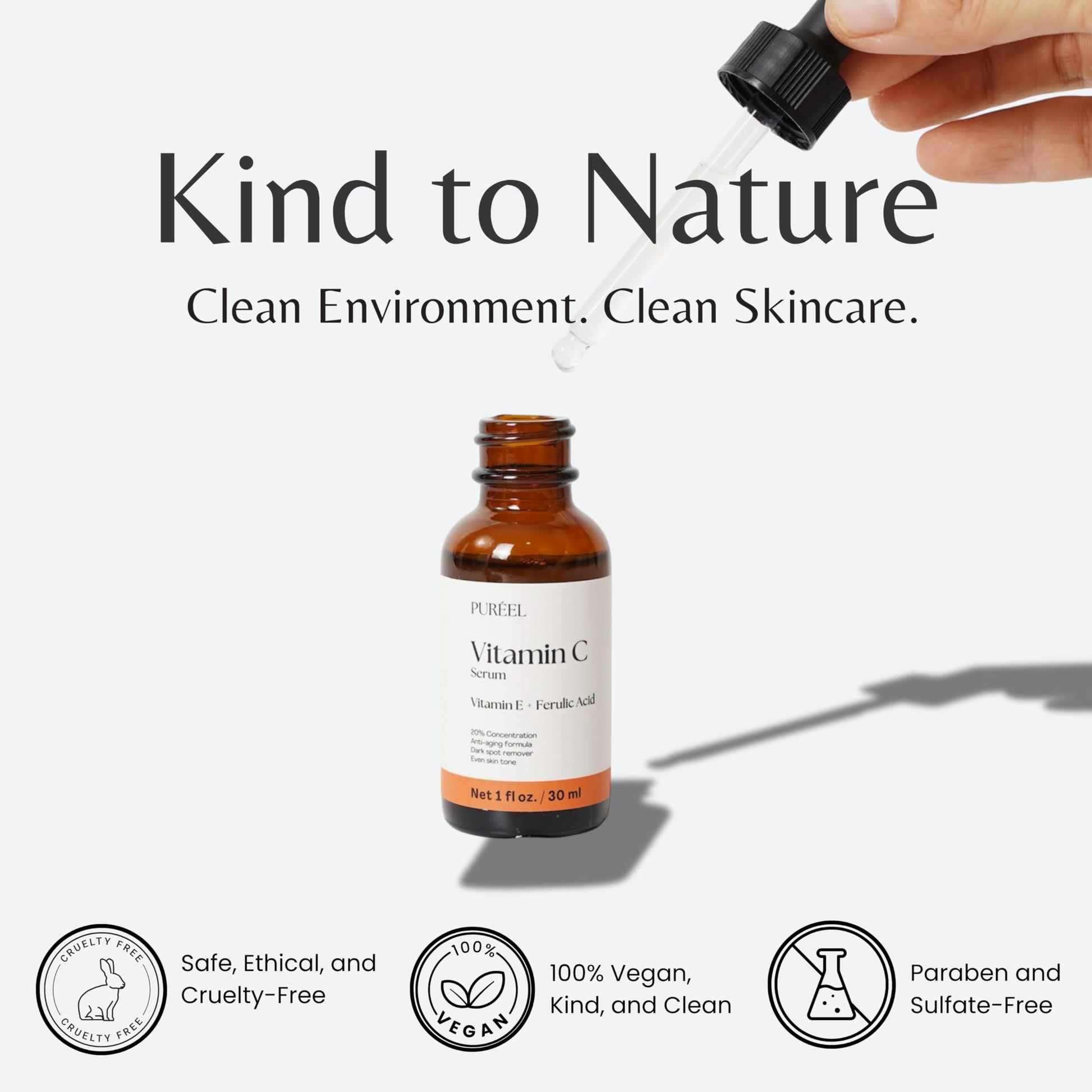 Puréel 20% Vitamin C Serum for Face – Brightening Serum with Vitamin E & Ferulic Acid – Anti-Aging, Dark Spot Remover, Even Skin Tone, Wrinkle Reduction & Radiant Glow – 1 fl oz Purify. buy supplements Au