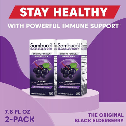 Sambucol Black Elderberry Syrup - Black Elderberry Liquid, Immune Support for Kids and Adults, High Antioxidants, Gluten Free SambucolUS supplements